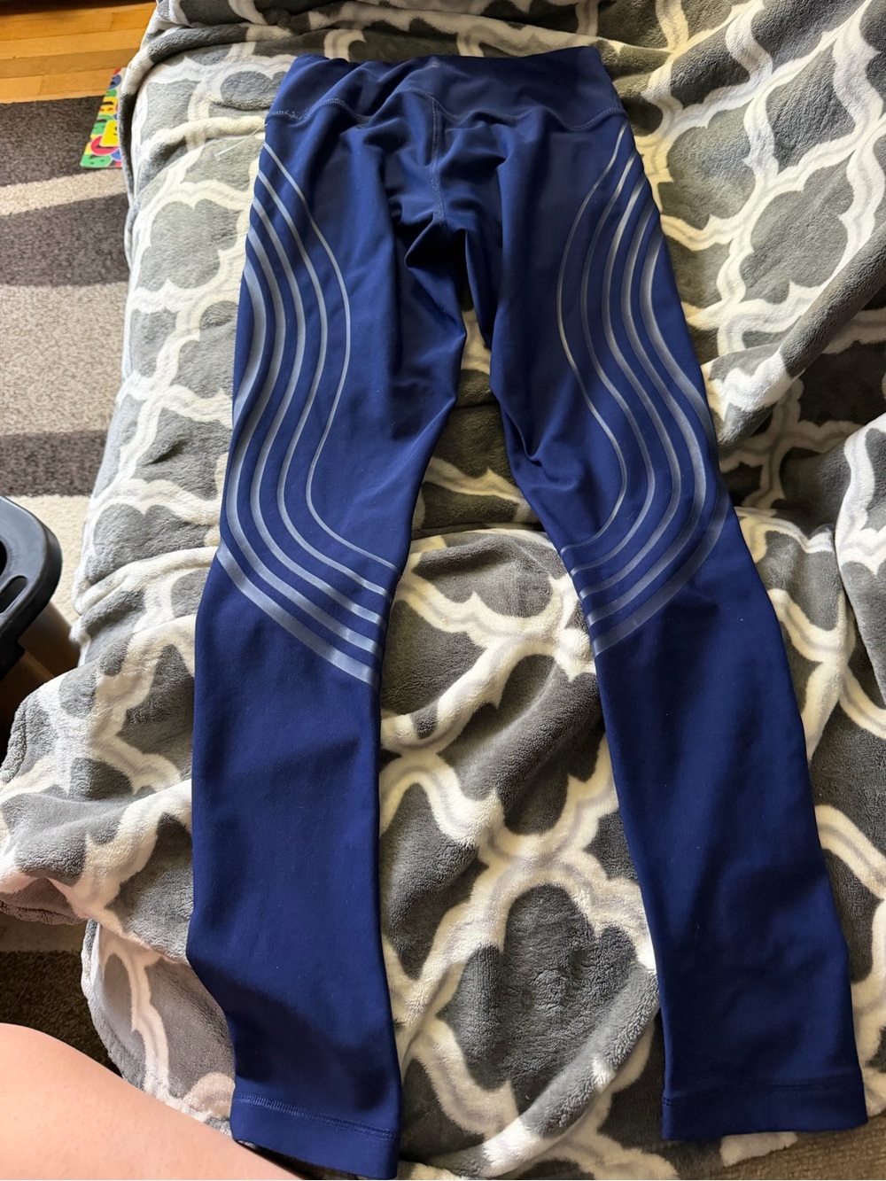 90 Degree By Reflex Navy Leggings with Silver Stripes